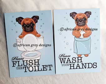 Brussels Griffon Bath Prints - 5x7 Eco-friendly Pair