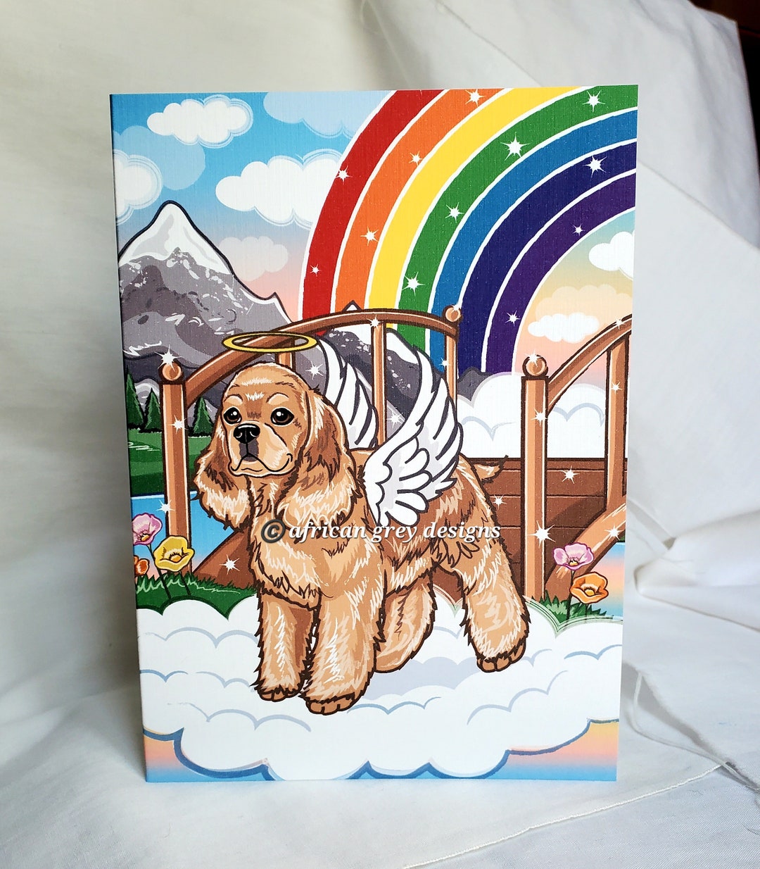 Rainbow Bridge Cocker Spaniel Angel Greeting Card - Etsy