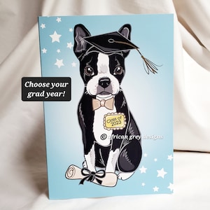 Boston Terrier Graduation Greeting Card - Choose Your Grad Year