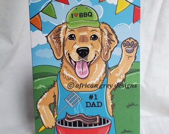 BBQ Dad Golden Retriever Greeting Card