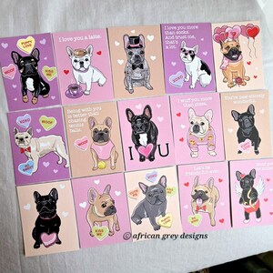 French Bulldog Valentines - Pinks and Purples - Mini Eco-friendly Set of 15