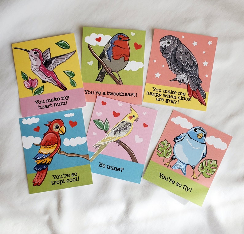 Bird Valentines Mini Eco-friendly Set of 6 image 2