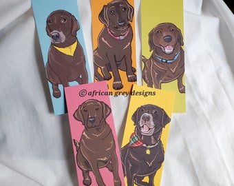 Chocolate Lab Bookmarks - Bright Colors - Eco-friendly Set of 5 Printed on Recycled Linen Paper