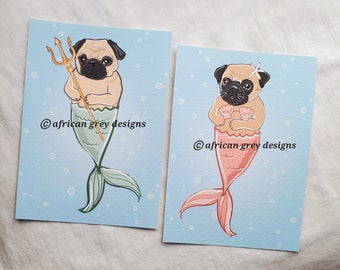 MerPug Prints - 5x7 Eco-friendly Pair