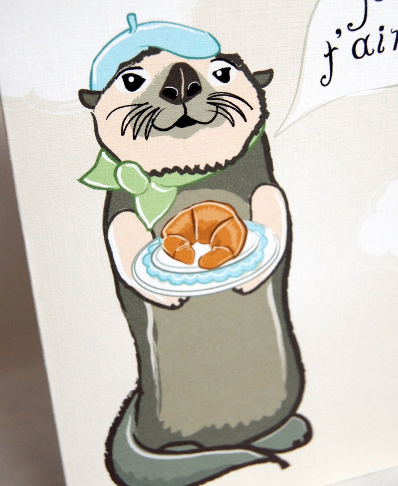 French Otter in Love Greeting Card - Etsy