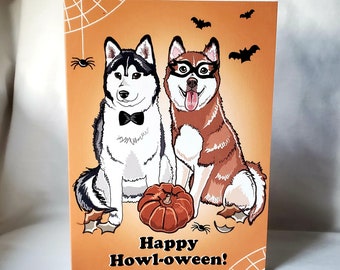 Howl-oween Husky Greeting Card