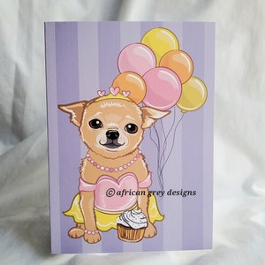 Princess Chihuahua &#39;n Balloons Greeting Card