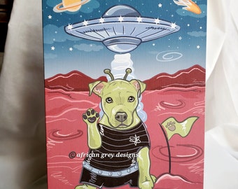 Space Pit Bull Greeting Card
