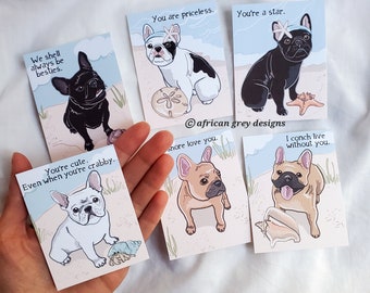 Beach French Bulldog Valentines - Eco-friendly Set of 6