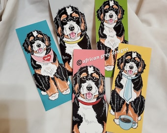 Bernedoodle Bookmarks - Eco-friendly Set of 5 - Printed on Recycled Linen Paper