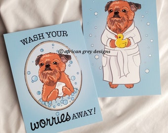 Brussels Griffon Bathtime Prints - 5x7 Eco-friendly Pair