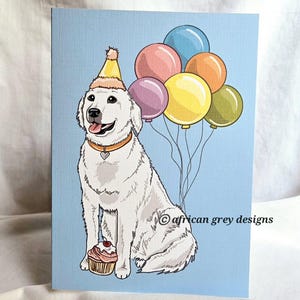 Great Pyrenees &#39;n Balloons Greeting Card