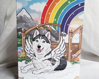 Rainbow Bridge Siberian Husky Angel Greeting Card