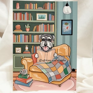 Schnauzer Library Greeting Card