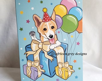 Birthday Present Corgi Greeting Card