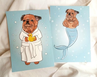 Brussels Griffon Bath Prints - 5x7 Eco-friendly Pair