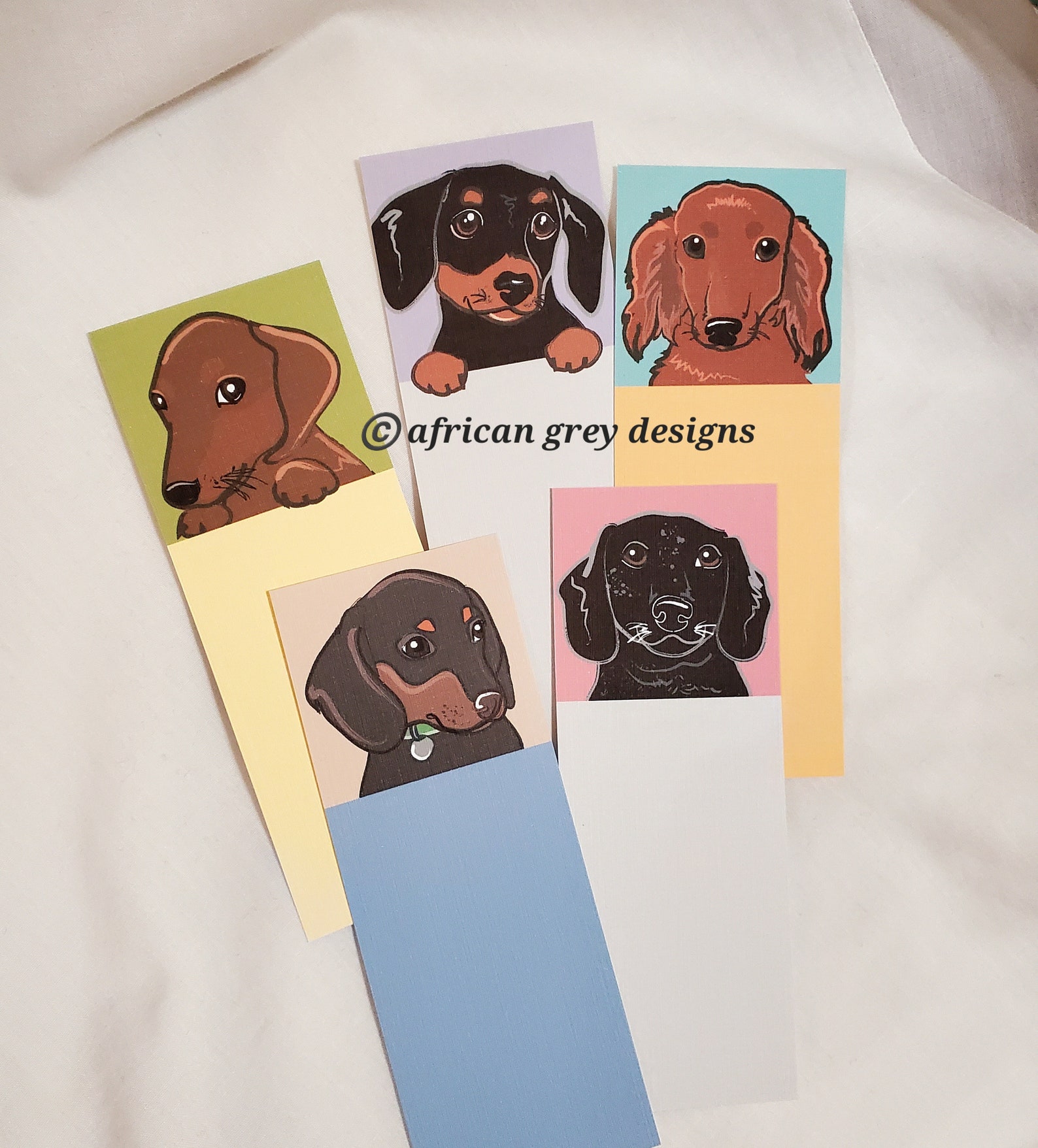 Dachshund Bookmarks Eco-friendly Set of 5 Printed on - Etsy