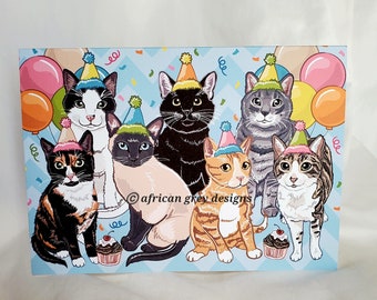 Birthday Cats Greeting Card