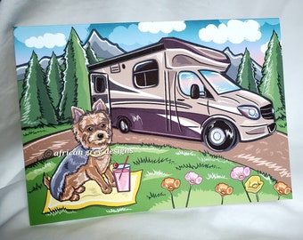 RV Yorkie Greeting Card