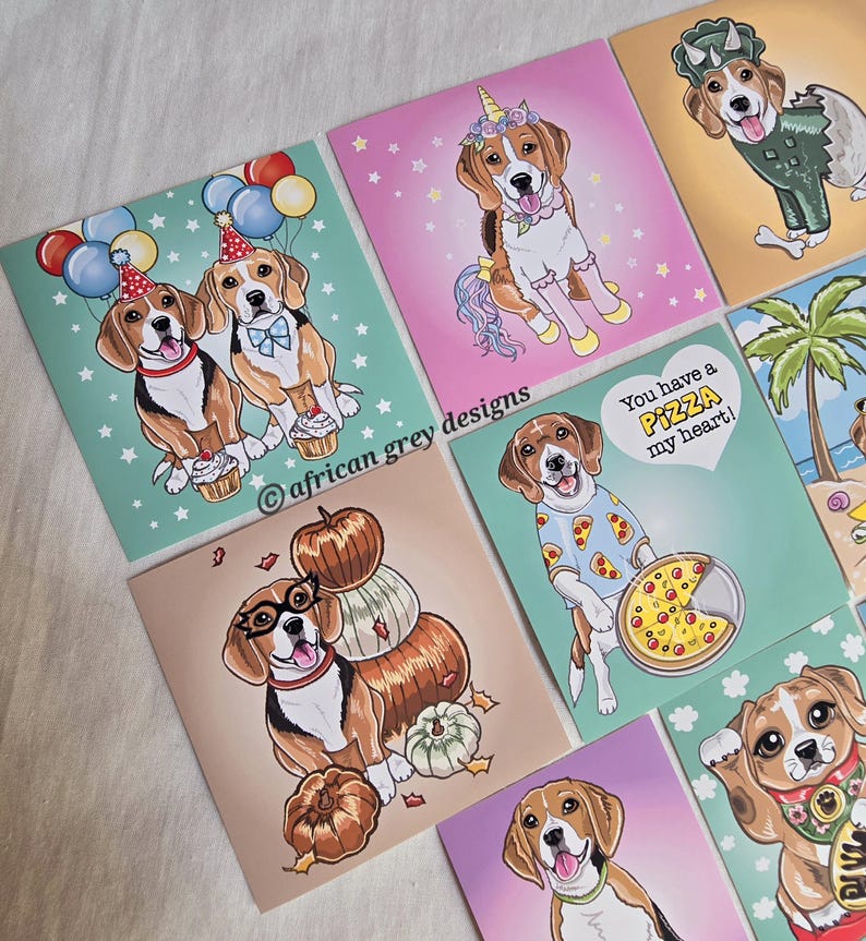 Beagle Sticker Collection - Set of 9 Stickers - Matte Finish - Etsy