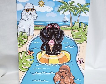 Pool Party Poodles Greeting Card