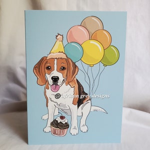 Beagle &#39;n Balloons Greeting Card