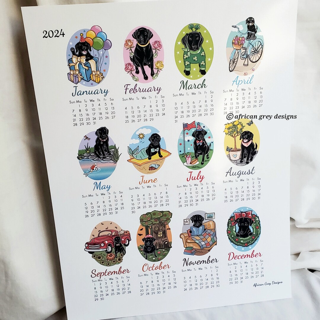 2024 Black Lab Calendar 8x10 Ecofriendly Print on Recycled Etsy