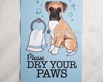 Dry Your Paws Boxer - Eco-Friendly 5x7 Print