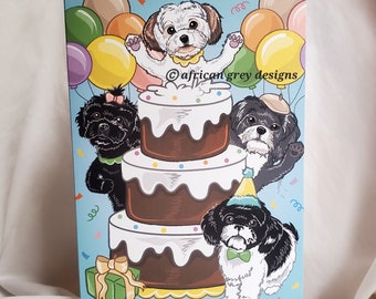 Shih Tzu Birthday Cake Greeting Card