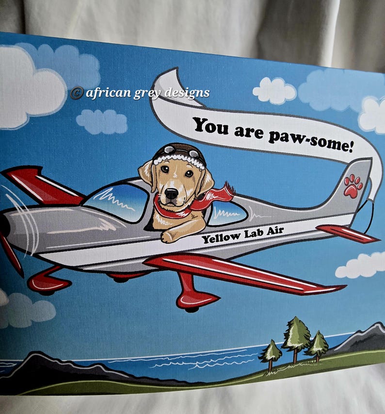 Yellow Lab Airplane Greeting Card - Etsy