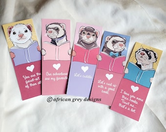 Love Ferret Bookmarks - Eco-friendly Set of 5