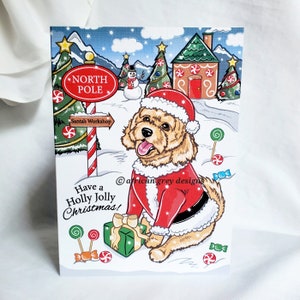 Santa Labradoodle/Goldendoodle Greeting Card