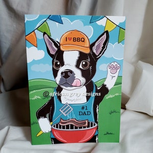 BBQ Dad Boston Terrier Greeting Card