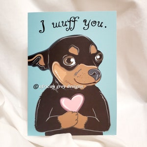 Tarjeta de felicitación Wuff You Chihuahua - Black and Tan