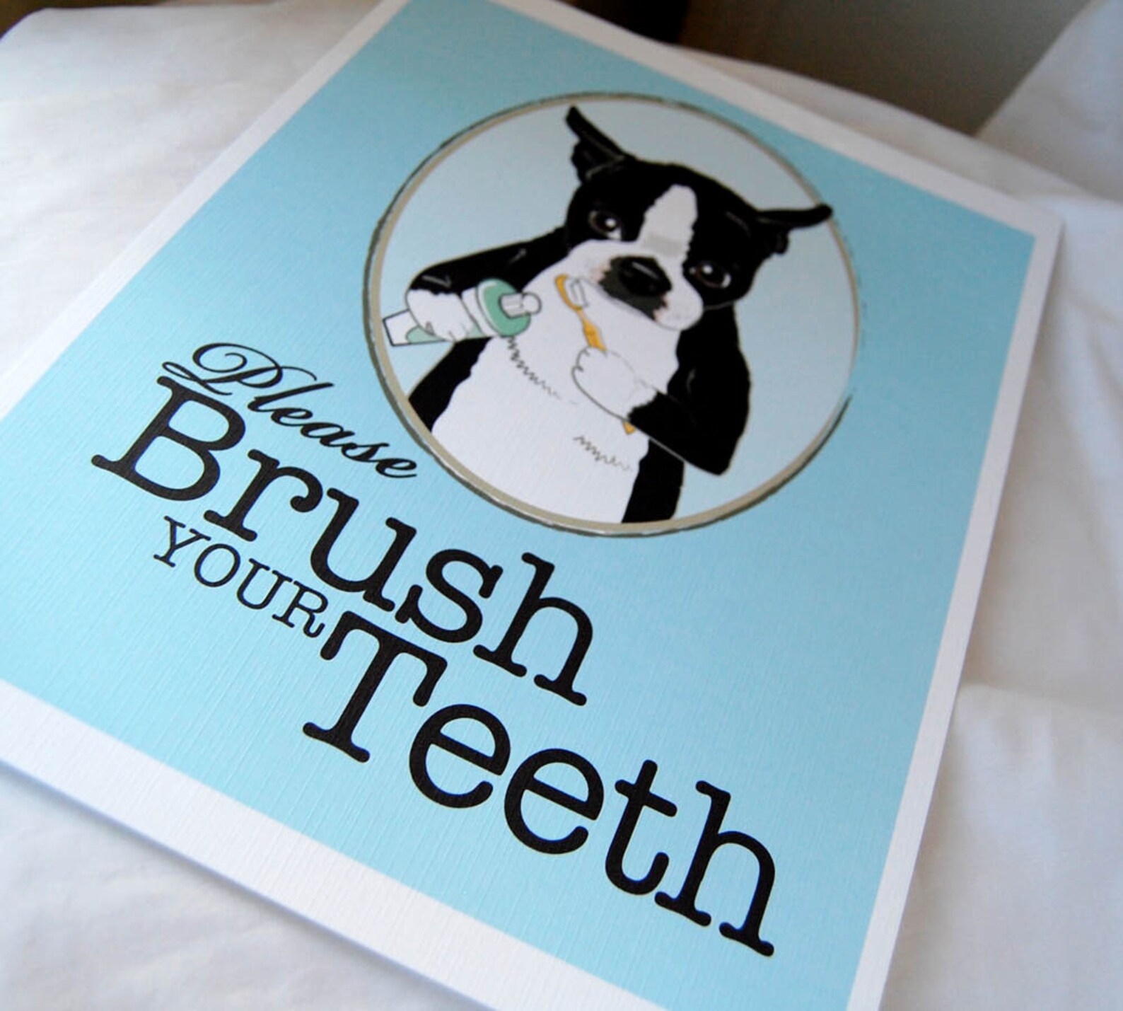 Brush Your Teeth Boston Terrier 8x10 Ecofriendly Print Etsy