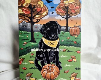 Black Lab Pumpkin Patch Greeting Card