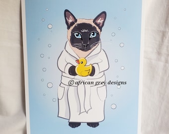 Bubbly Siamese Cat - 8x10 Eco-friendly Print on Recycled Linen Paper