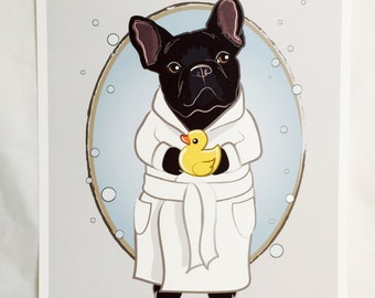 Bubbly French Bulldog - 8x10 Eco-friendly Print