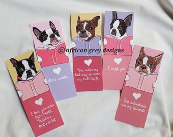Love Boston Terrier Bookmarks - Eco-friendly Set of 5