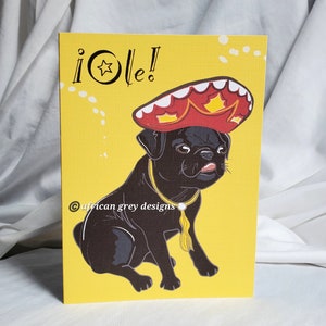 Fiesta Black Pug Greeting Card