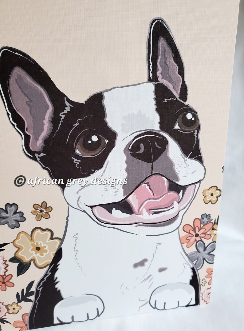 HUGS IDEA Kosmetiktasche Damen – Floraler Boston Terrier Print, Abnehmbarer Griff, Wasserabweisend, 21,5x14,5x6,5 Cm