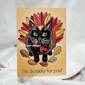 Thanksgiving Black Cat Greeting Card