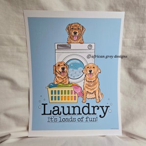 Golden Retriever Laundry Print - Washing Machine - 8x10 Eco-friendly Size