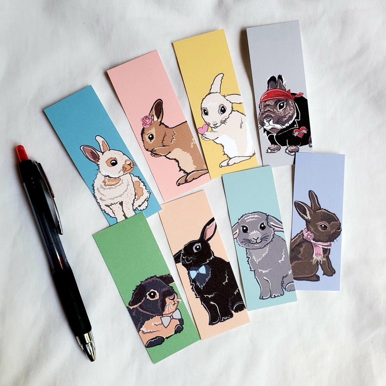 Mini Rabbit Bookmarks - Eco-friendly Set of 8 - Etsy
