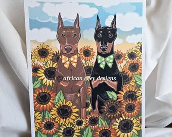 Sunflower Dobermans - Eco-Friendly 8x10 Print