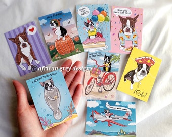 Bright Boston Terrier Valentines - Mini Eco-friendly Set of 8