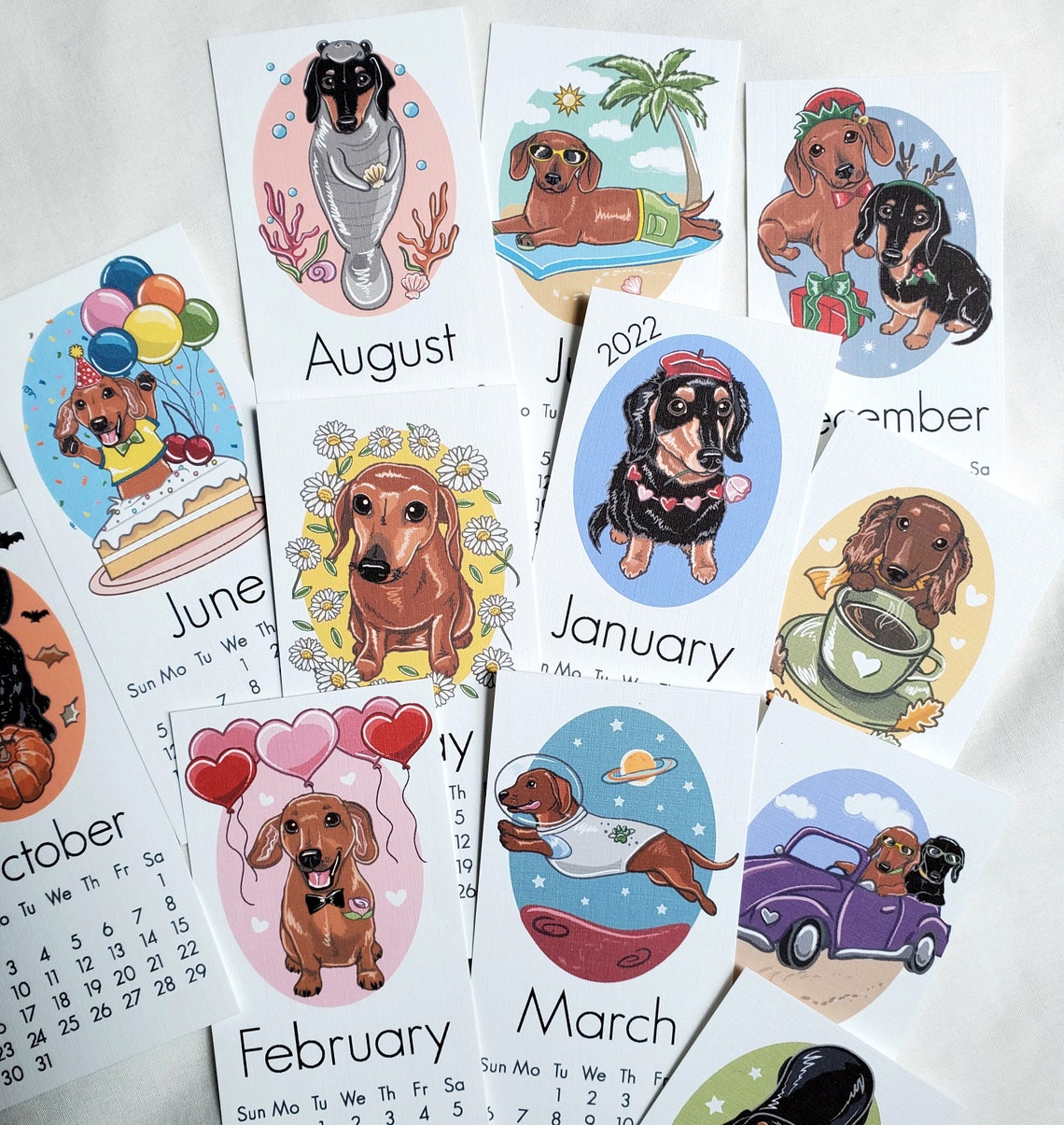 2022 Dachshund Calendar Mini Desk Size Printed on Recycled | Etsy