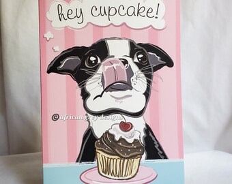 Boston Terrier Cupcake Greeting Card