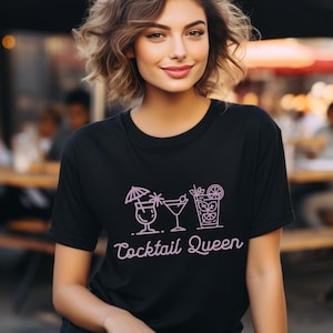 Cute Cocktail t shirt, Cocktail Queen tee, Minimalist cocktail t, classy drinking top, party clothing, girls night out t, cocktail lover top