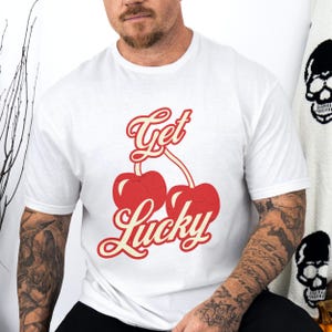 Get Lucky Cherry Graphic Tee: Retro Pop Art T-Shirt